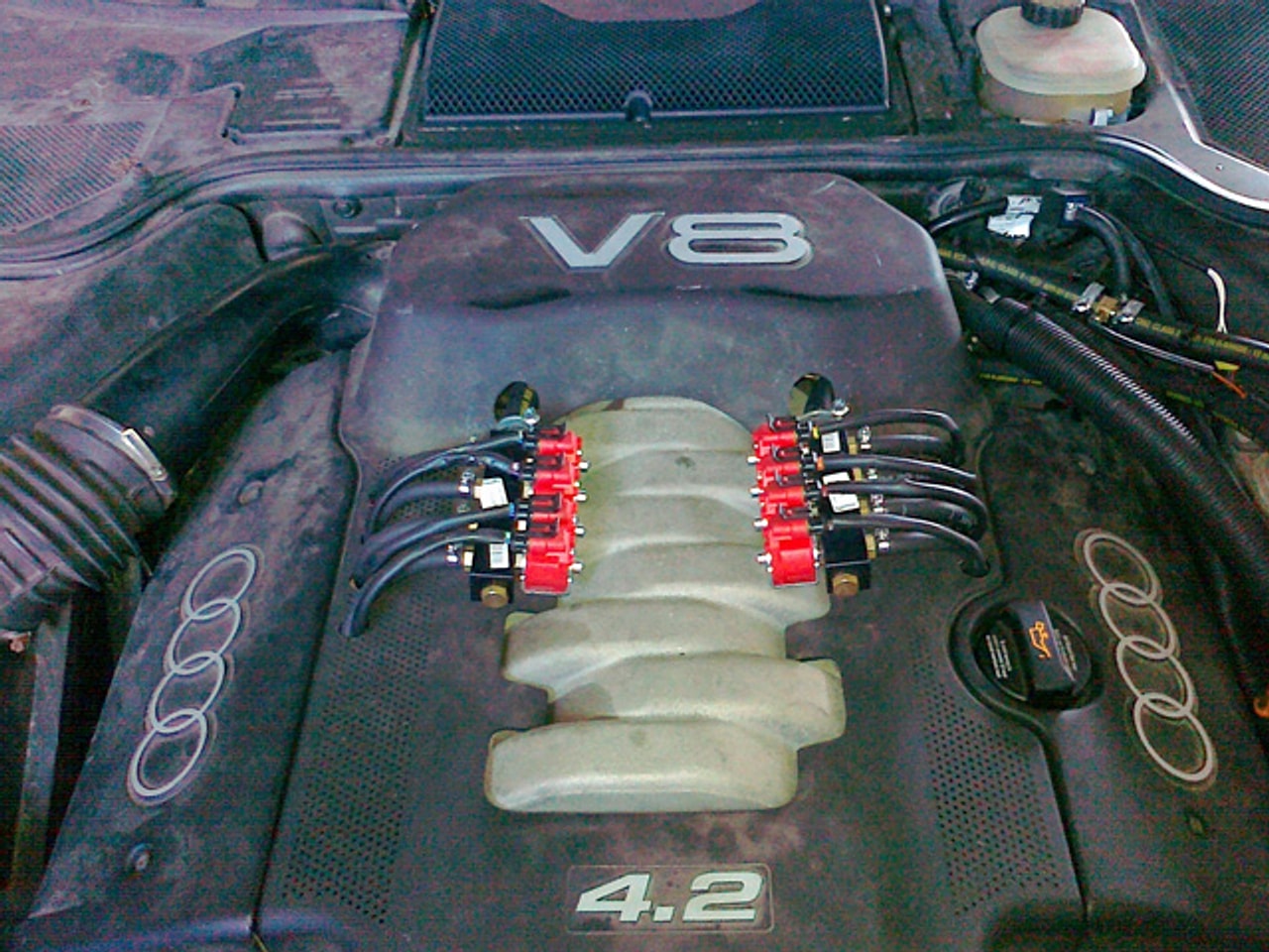 V8 variklis su dujiniais purkštukais — Audi su V8 varikliu, įmontuoti dujiniai purkštukai